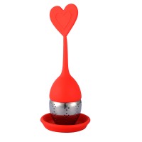 Promotional BPA Free Heart Shape Silicone Handle Stainless Steel Tea Strainer Stainless Steel Tea Infuser