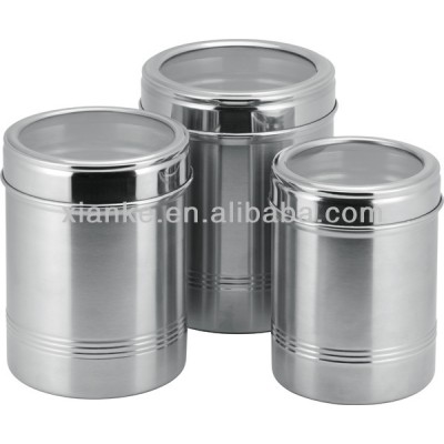 Stainless steel single wall canister set