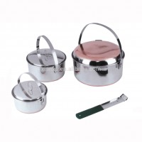 Good Quality Stainless steel camping pots set for cooking