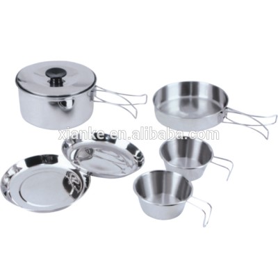 Stainless Steel outdoor cookware sets with Plates & Small Bowls