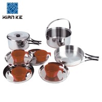 Outdoor folding stainless steel cookware mini camping cooking pot