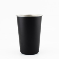 Stainless Steel Drinking Cup 18-oz Matte Black Enamel-Finished White Mug