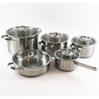 10pcs Kitchenware High Quality Stainless Steel Casserole Saucepan Jumbo Cooking Pot Decorative Cookware Set